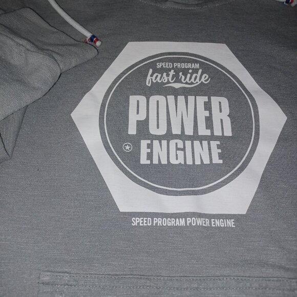 Men's Hooded Sweat Shirt Medium Gray White - Picture 2 of 5